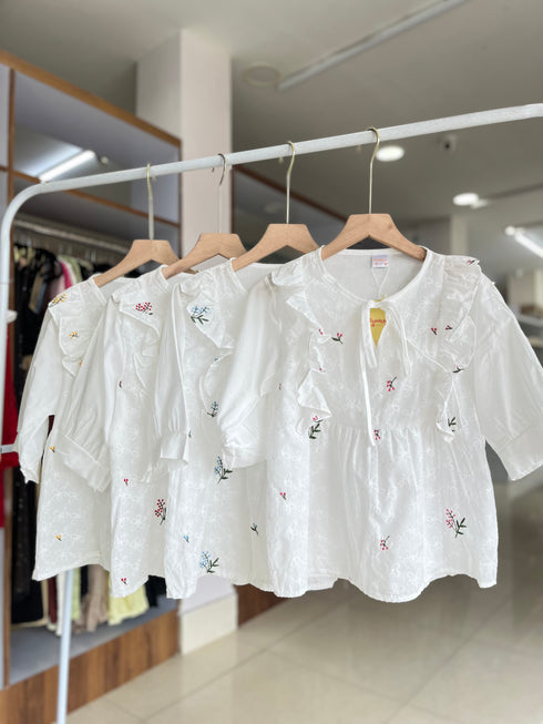 Women Embroidered Korean Tops